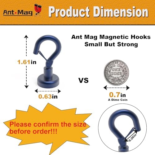 Ant Mag Magnetic Hooks Heavy Duty 22LBS Strong Magnet Snap Hooks 8 Pack - Image 2
