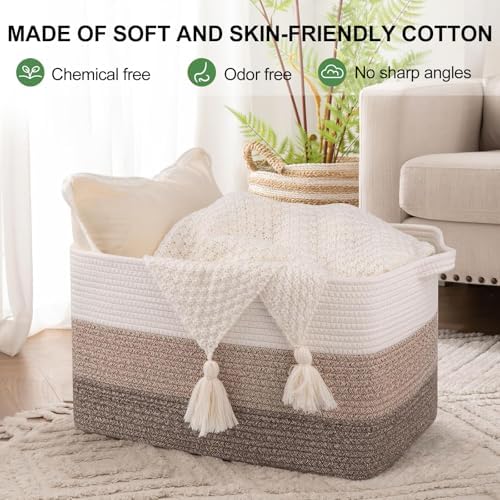 OIAHOMY 50L Storage Basket Large Blanket Basket Living Room Yellow 3-Pack - Image 2