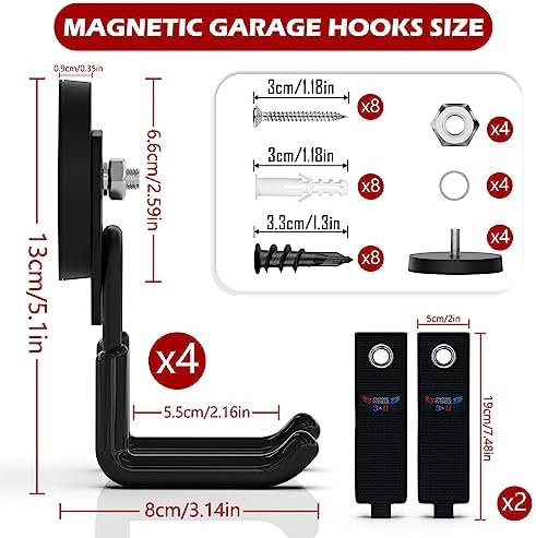 3-H Heavy Duty Magnetic Hooks, Large Magnet Hooks, 4 Pack Black - Image 2