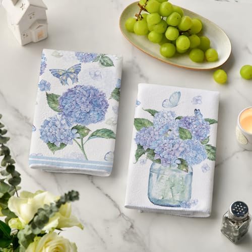 Artoid Mode Hydrangea Vase Butterfly Spring Kitchen Towels Dish Towels - Image 3