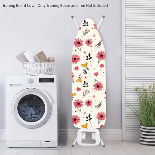Red Floral Ironing Board Cover Soft Fabric Cover - Image 3