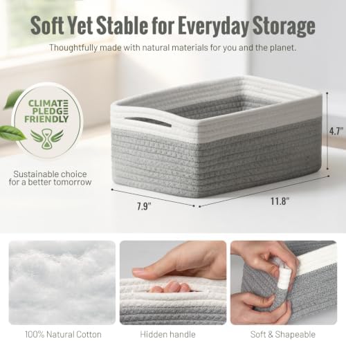 5 Pack Small Woven Storage Baskets - Image 3