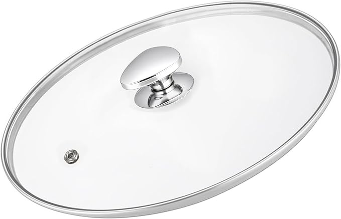 14 inch Glass Lid For Pots, Pans and Skillets, Clear tempered Glass Lid Replacement with Vent For Frying Pan, Stock Pot, Cast iron skillet, 8, 9.5, 10.25, 11, 12, 12.5, 13.5 and 14 Inch Glass Covers