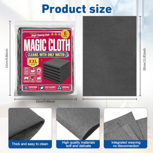 Magic Cleaning Cloth 6‑Pack, Lint-Free Streak-Free Microfiber Towels - Image 5