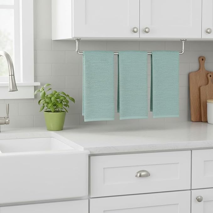 Seafoam Sage Aqua Green Kitchen Dish Towels, 100% Cotton - Image 2