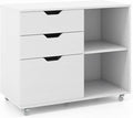 File Cabinet, Mobile Filing Cabinet w/Universal Wheels & 3 Drawers, Wood Printer Stand with Storage, Rolling File Cabinets for Home Office, Living Room, Bedroom (White, 3 Drawers)