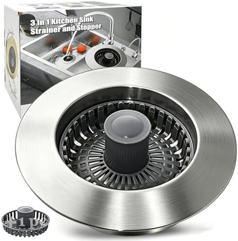 Anlige Kitchen Sink Drain Strainer, 3 in 1 Pop Up Kitchen Sink Stopper by Anlige