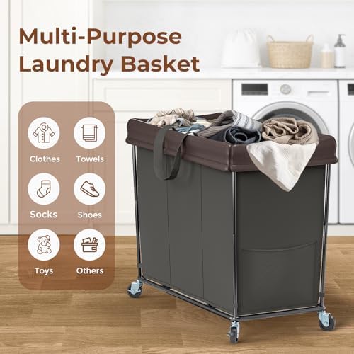 Large Laundry Hamper with Wheels, 320L Rolling Laundry Basket with Wheels - Image 6