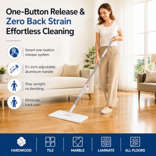 Mops for Floor Cleaning Hands-Free Flat Floor Mop Kit Sweeper - Image 2