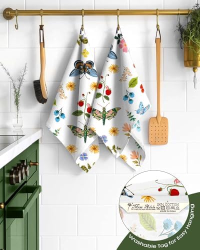 Miss Adola 150GSM Flour Sack Kitchen Towels Set of 2, Butterfly Garden - Image 3