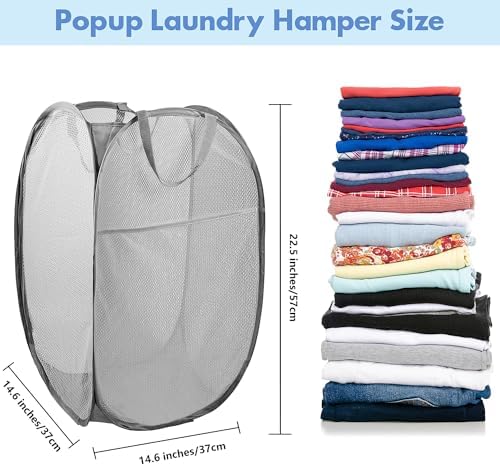 Pop Up Laundry Hamper, 70 L Collapsible Mesh Basket - Image 2