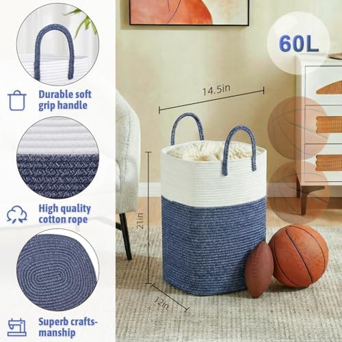 Laundry Basket, Woven Cotton Rope Laundry Hamper, Versatile Storage - Image 2