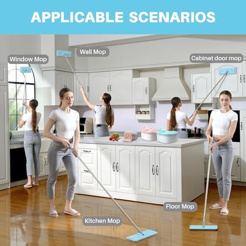 JOYMOOP Flat Mop System, Microfiber Floor Cleaning Tool, Pale Aqua, Includes - Image 5