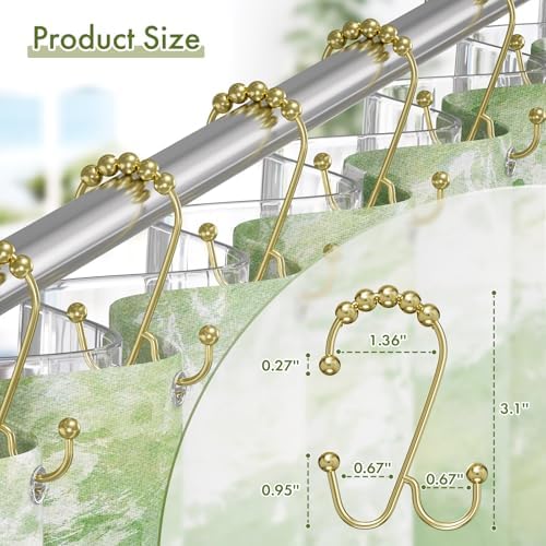 Bathway Gold Shower Curtain Hooks Rings, Double Shower Hooks - Image 6