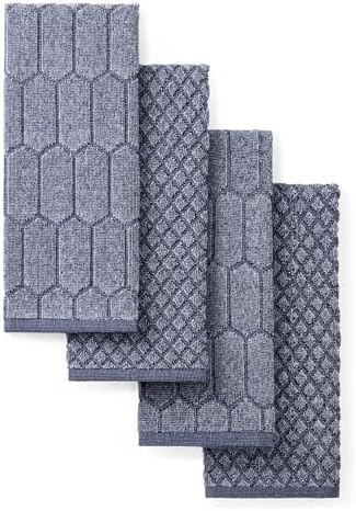 Martha Stewart Honeycomb Chambray Textured Kitchen Towel 4-Pack Set, 100% Cotton by MarthaStewart