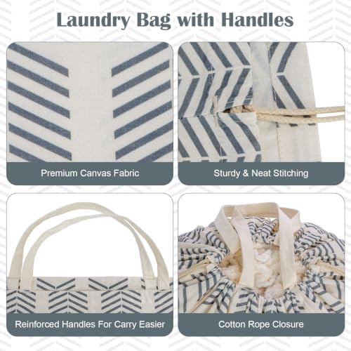 Canvas Laundry Bag with Handles & Drawstring 30"Wx35"H, L+ Geom Arrow - Image 4