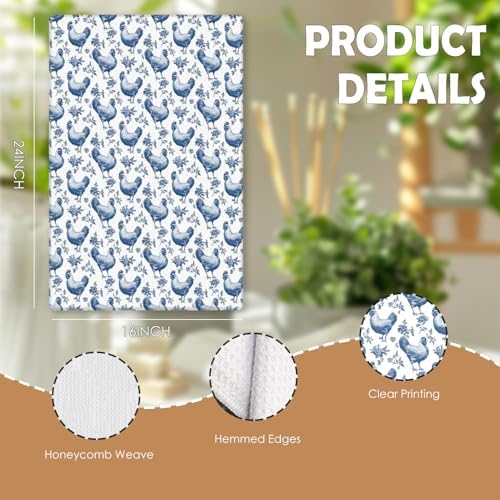 Chinoiserie Chicken Kitchen Towels, Chicken Lover Mom Lady Gifts Decorative - Image 7