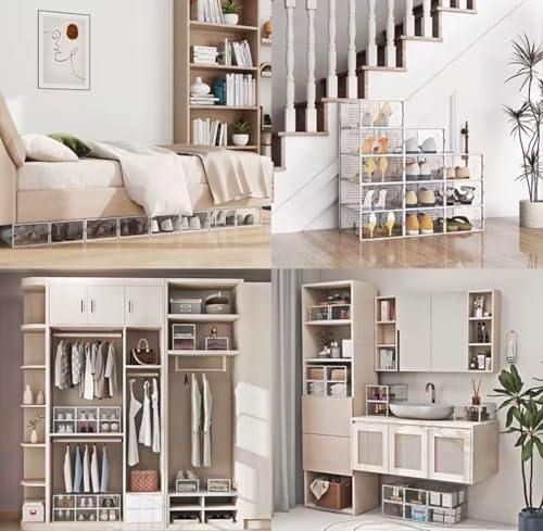Stackable Shoe Storage Boxes, Foldable Plastic Organizer - Image 3