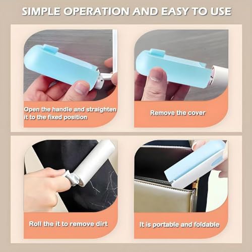 Mini Travel Lint Roller with 300 Sticky Sheets, Compact Portable Pet Hair - Image 5