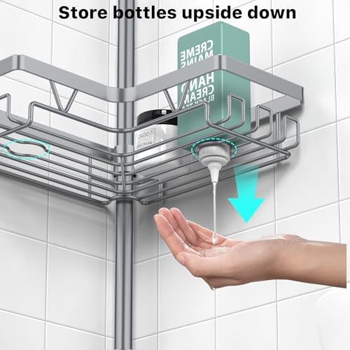 KEGII Shower Caddy Tension Pole, Bathtub Organizer, Light Gray - Image 5