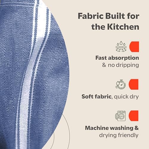 Zeppoli Classic 15 Pack 100% Natural Cotton Kitchen Towel Set, Reusable Wash - Image 4