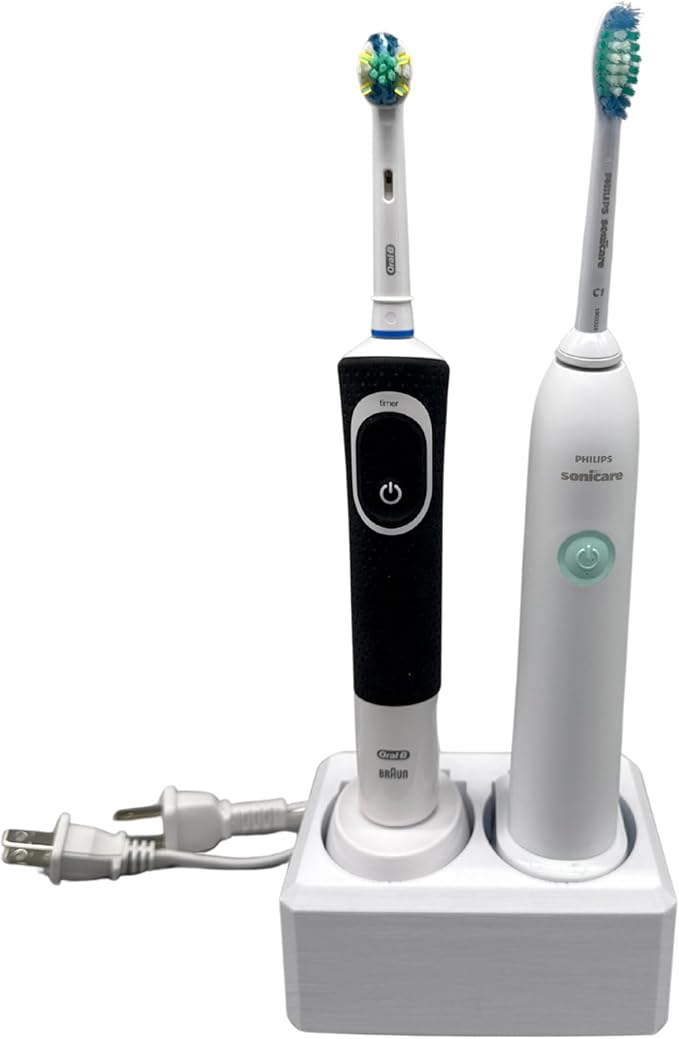 2 Slot Family Electric Toothbrush Charger Holder and Bathroom Organizer by Unknown