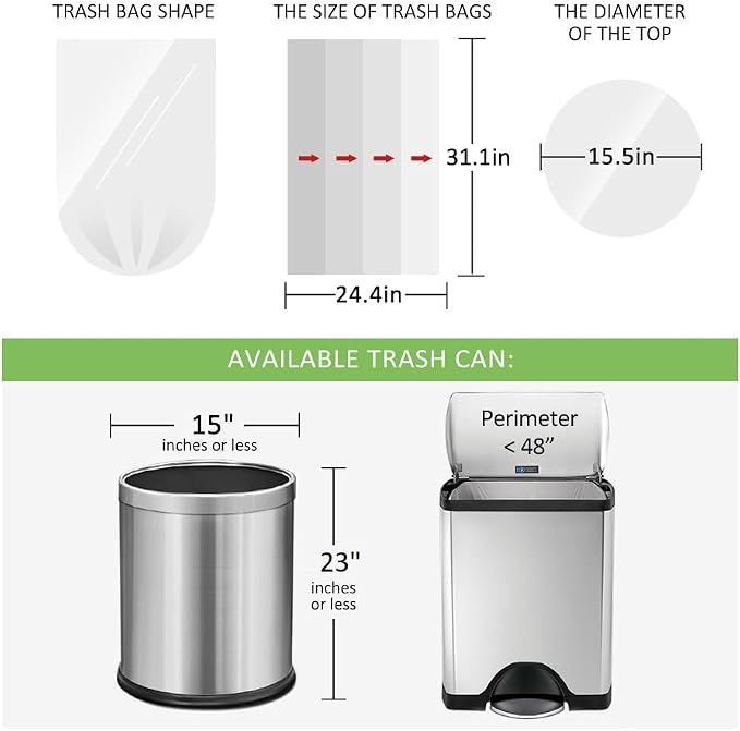 13 Gallon 150 Counts Strong Tall Kitchen Trash Bags Garbage Bags by RayPard - Image 2