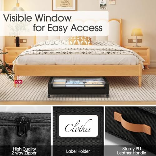 Yecaye Under Bed Storage with Wheels 60L, 2 Pack Under Bed Storage Containers - Image 4