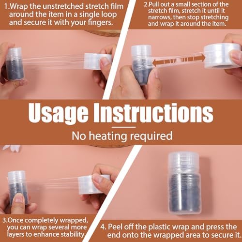 2 Pcs Mini Stretch Wrap Moving Wrapping Plastic Roll 1.18in X 1500ft Plastic - Image 3