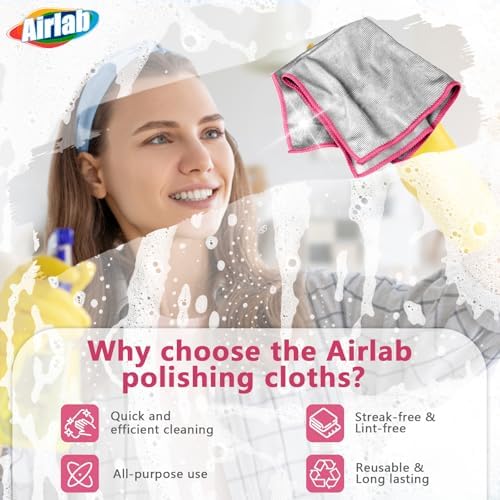 Airlab Glass Polishing Streak Free Miracle Cleaning Cloth, Sliver-Pink - Image 3