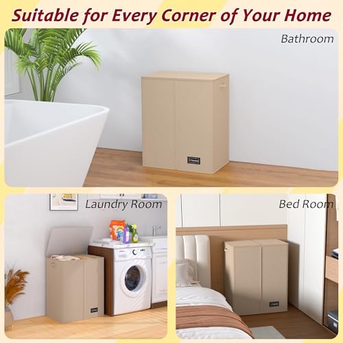 150L Laundry Hamper 2 Section, Large Laundry Hamper - Image 2