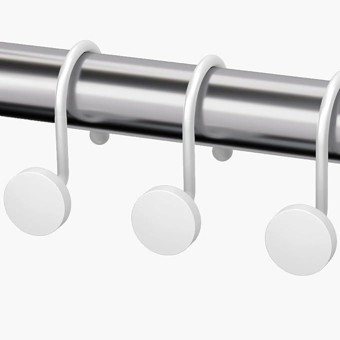 AmazerBath Shower Curtain Hooks White Shower Curtain Rings, Heavy Duty Metal - Image 8
