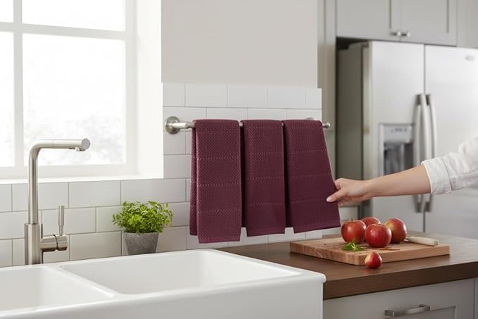 Burgundy Red Wine Kitchen Dish Towels, 100% Cotton - Image 7