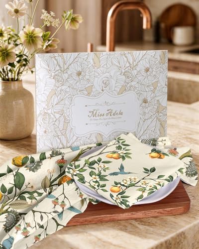Miss Adola 150GSM Flour Sack Kitchen Towels Set of 4, Lemon Bird - Image 6