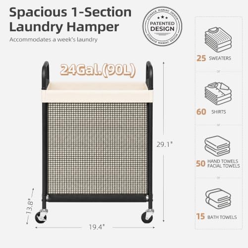 STORAGE MANIAC Rolling Laundry Hamper - Image 3