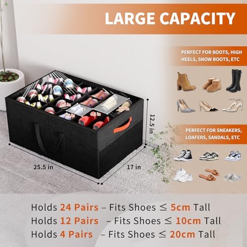 Aokeyee 2 Pack Shoe Organizer for Closet, Large Shoe Storage Box - Image 2