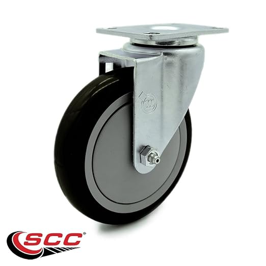 Service Caster Brand Replacement Caster for Uline Caster H-5540S-Swivel Top Plate Caster with 5 Inch Black Polyurethane Wheel-Light Duty Replacement Caster-Fits Cart, Dollies and Poly Box Truck H-3840