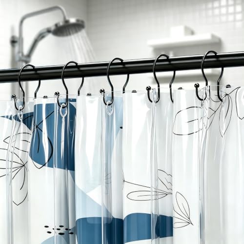 OEH Shower Curtain Hooks, Metal Shower Curtain Hangers, Double Hook Black - Image 7