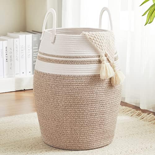 Extra Large Laundry Hamper Basket 105L Woven Blanket Basket by Fionasmagic