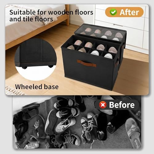 EE-RoomWorld 2 Pack rolling shoe rack on wheels, No Assemble Required shoe - Image 2