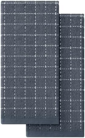 Homaxy 100% Cotton Terry Kitchen Towels, 2 Pack, Dark Grey by Homaxy