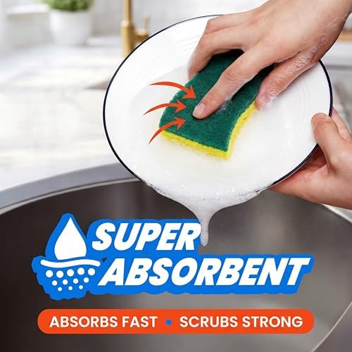 SCRUBIT Sponges Kitchen Heavy Duty Dish Sponge, 30 Pack Sponges - Image 7