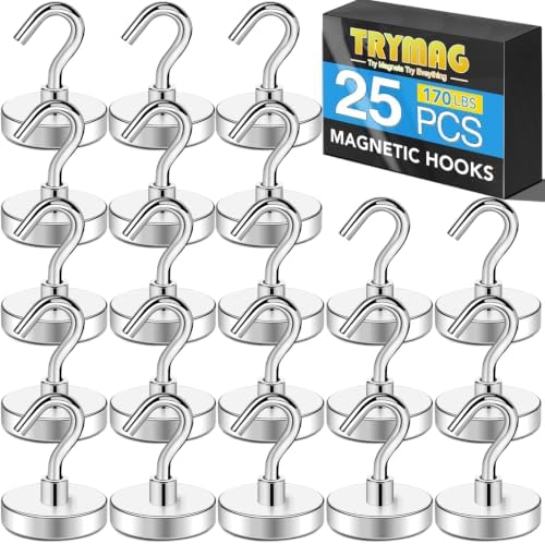 TRYMAG Magnetic Hooks for Cruise Cabins, 25 Pack by TRYMAGMagnets