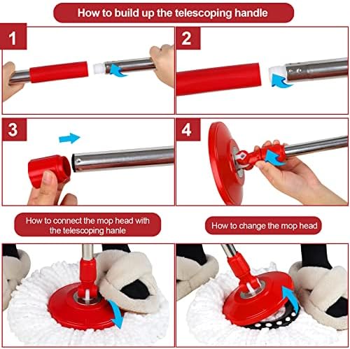 Spin Mop and Bucket with Wringer Set, 360° Spinning Mop Bucket System with 3 - Image 2