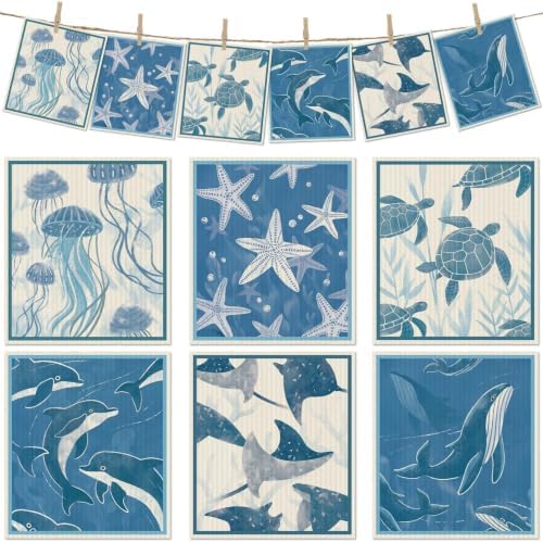 6 Pcs Swedish Paper Cloths for Kitchen, Reusable Paper Towels Washable by Revahope
