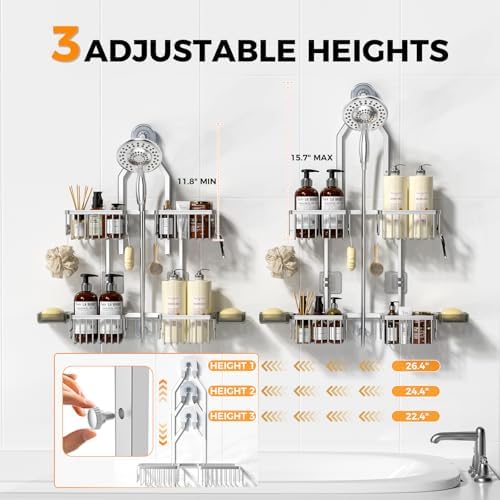 Adjustable Aluminum Shower Caddy Hanging - Image 2