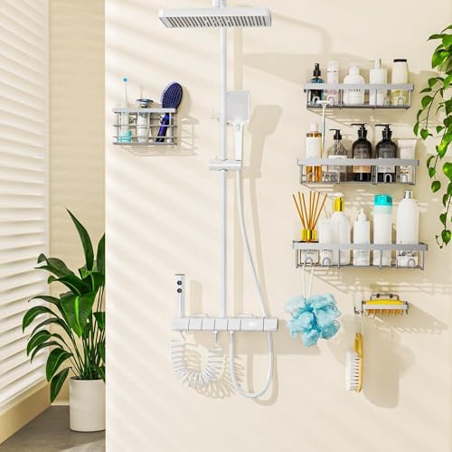 Moforoco Adhesive Shower Caddy Organizer Shelves Rack - Image 6