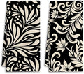 Abstract Black and White Kitchen Towels, Art Deco Nouveau Floral Dish Tea Towels by Unknown