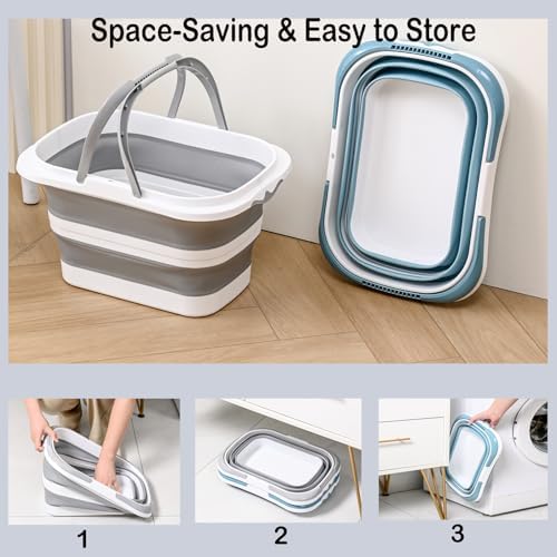 Collapsible Bucket with Handle 16L, Foldable Rectangular Plastic Water Bucket - Image 4