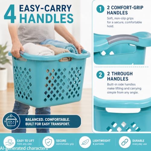 Teal Laundry Basket Set of 2 - Image 4